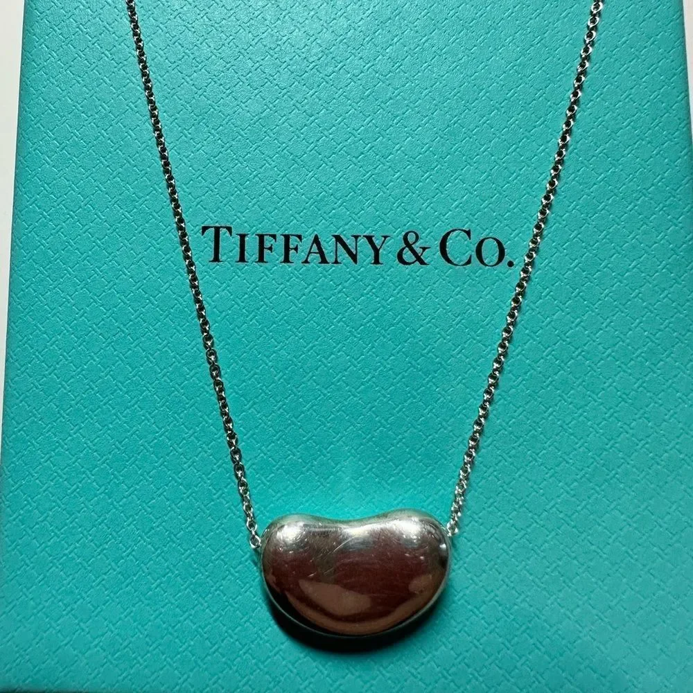Tiffany & Co Vintage 1989 Elsa Perretti Sterling Silver Bean Necklace 18… - Picture 1 of 8